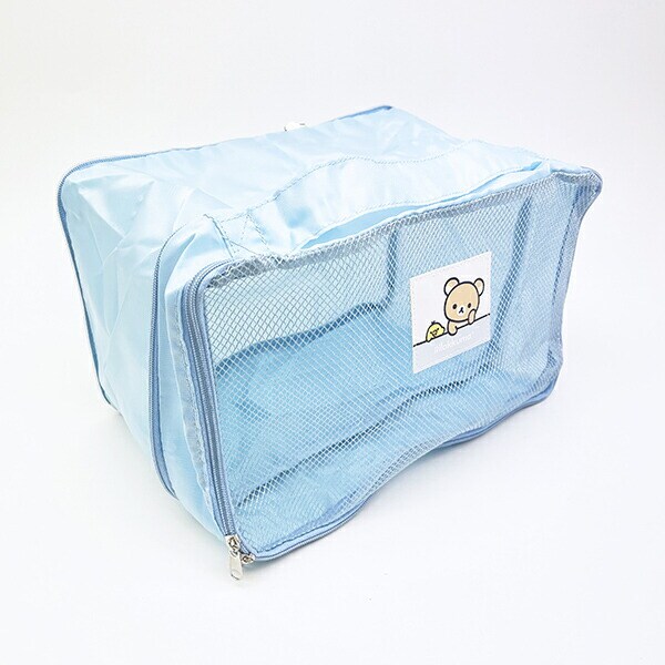 リラックマ リラックマ＆キイロイトリ 圧縮ポーチ ブルー 旅行 トラベル