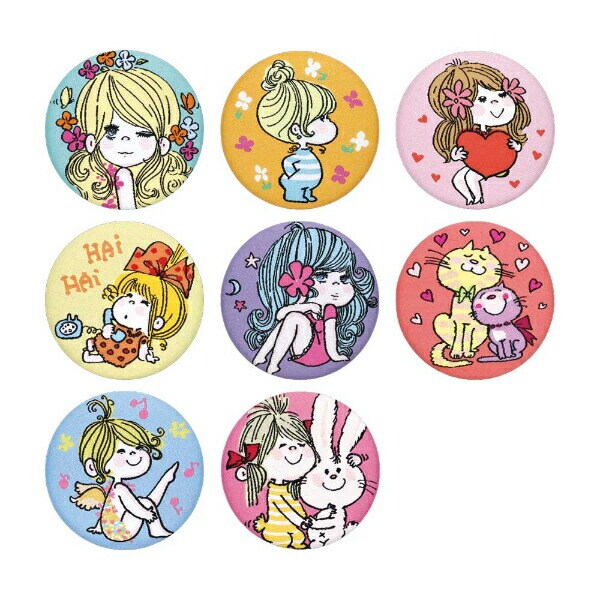 水森亜土 トレーディング織刺繍缶バッジ パステル 【全8種類のうちランダムで1点】