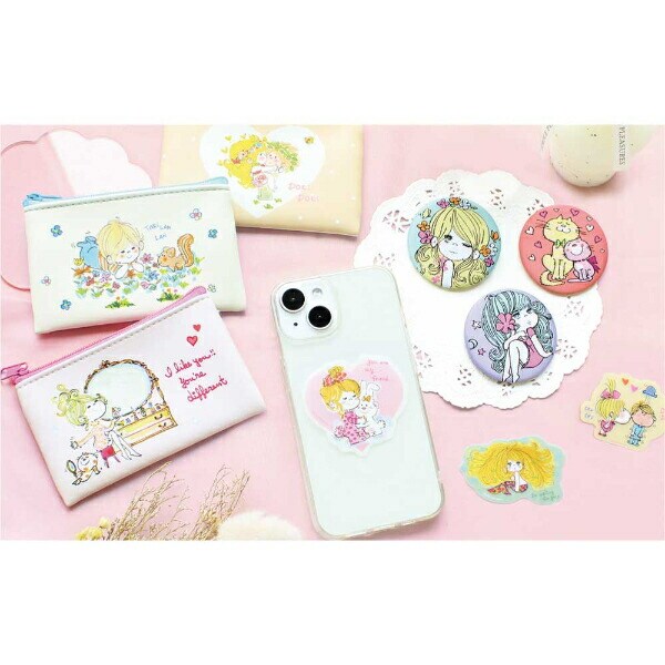 水森亜土 トレーディング織刺繍缶バッジ パステル 【全8種類のうちランダムで1点】