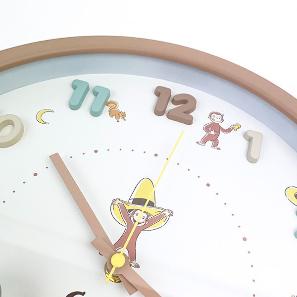 おさるのジョージ ジョージ アイコンウォールクロック　モカ 壁掛け時計