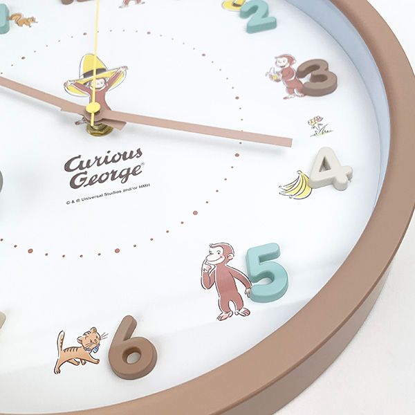 おさるのジョージ ジョージ アイコンウォールクロック　モカ 壁掛け時計