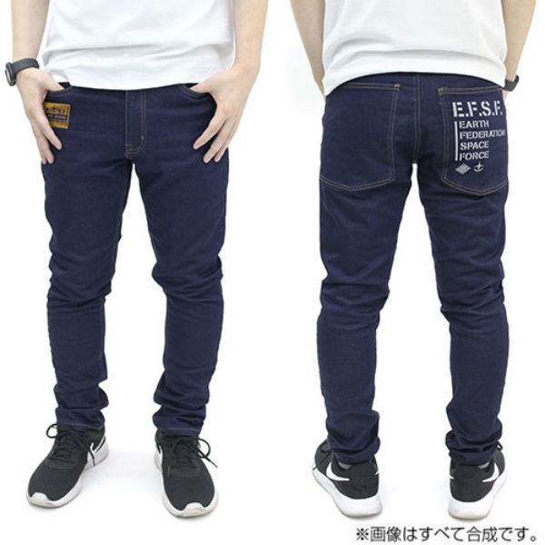 機動戦士ガンダム 地球連邦軍 リラックスジーンズ Mサイズ パンツ ズボン デニム アパレル ブルー
