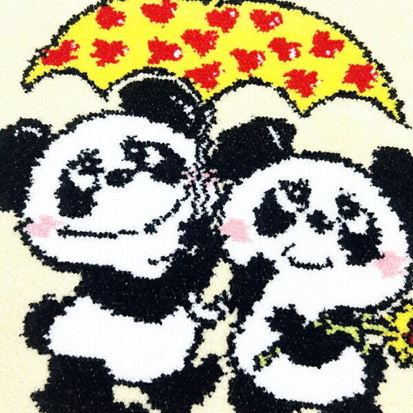 内藤ルネ 相合傘パンダ シェニール織 タオル ハンカチ RUNE 日本製