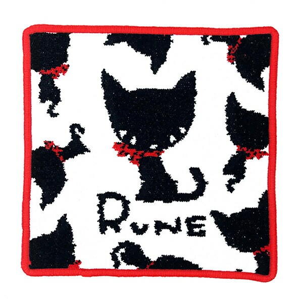 内藤ルネ クロネコ シェニール織 ハンドタオル ハンカチ Rune 日本製