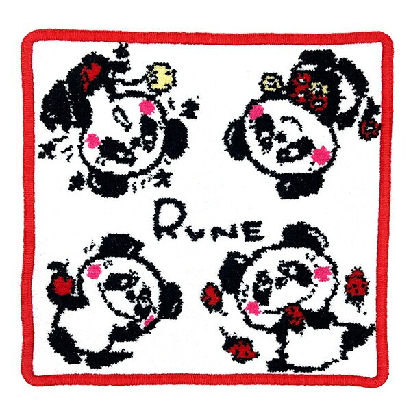 内藤ルネ ルネパンダ(4) シェニール織 ハンドタオル ハンカチ Rune 日本製