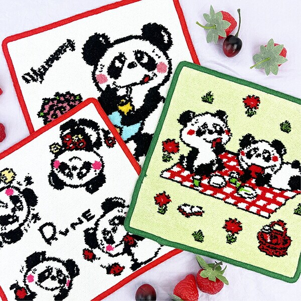 内藤ルネ ルネパンダ(4) シェニール織 ハンドタオル ハンカチ Rune 日本製