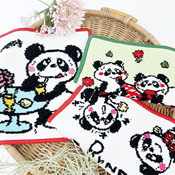 内藤ルネ ルネパンダ(4) シェニール織 ハンドタオル ハンカチ Rune 日本製