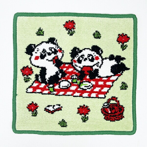 内藤ルネ ルネパンダ(ピクニック) シェニール織 ハンドタオル ハンカチ Rune 日本製