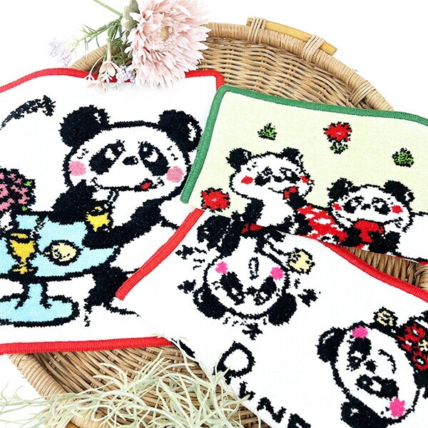 内藤ルネ ルネパンダ(ピクニック) シェニール織 ハンドタオル ハンカチ Rune 日本製