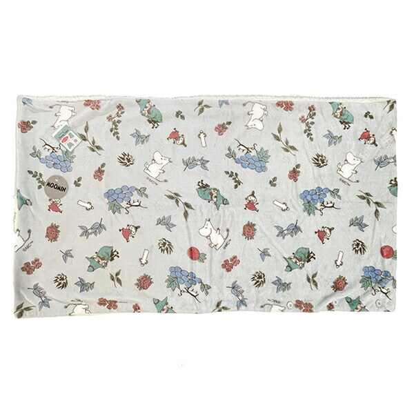 ムーミン フルーツガーデン ボア付3WAYケープ グレイ ブランケット MOOMIN