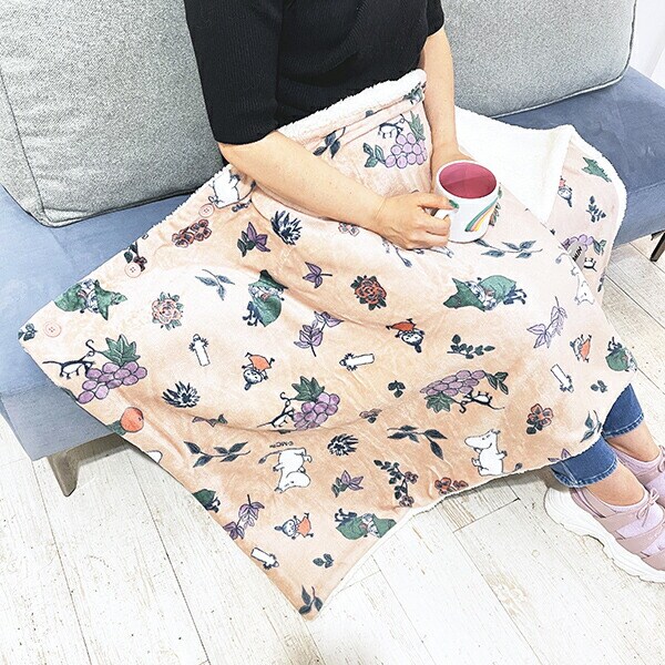 ムーミン フルーツガーデン ボア付3WAYケープ ピンク ブランケット MOOMIN