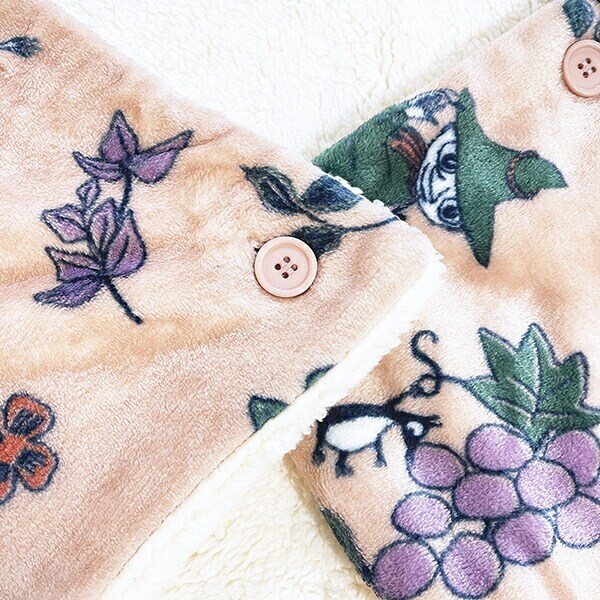 ムーミン フルーツガーデン ボア付3WAYケープ ピンク ブランケット MOOMIN