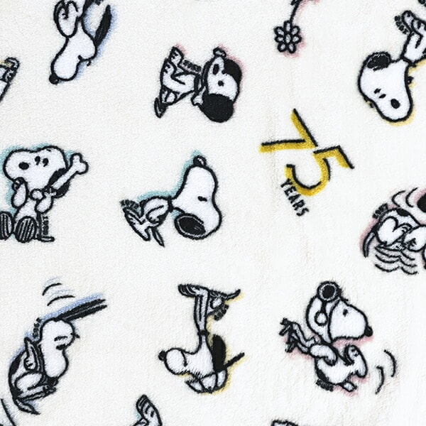スヌーピー セブンティファイヴ ボア付ウォームクロス アイボリー ひざ掛け ブランケット PEANUTS 75th SNOOPY