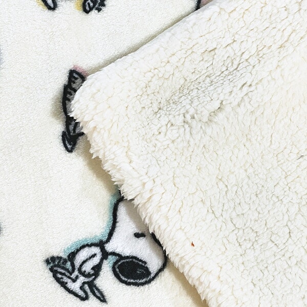 スヌーピー セブンティファイヴ ボア付ウォームクロス アイボリー ひざ掛け ブランケット PEANUTS 75th SNOOPY