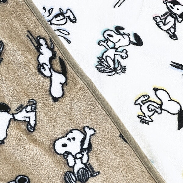 スヌーピー セブンティファイヴ ボア付ウォームクロス アイボリー ひざ掛け ブランケット PEANUTS 75th SNOOPY