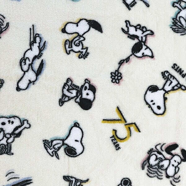 スヌーピー セブンティファイヴ ウォームクロス(S) アイボリー ひざ掛け ブランケット PEANUTS 75th SNOOPY
