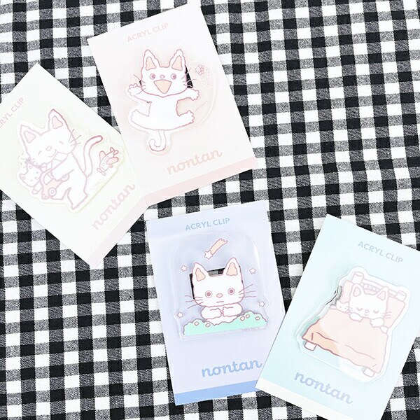 ノンタン おやすみなさい アクリルクリップ  ブルー 文具 eHONTOMO