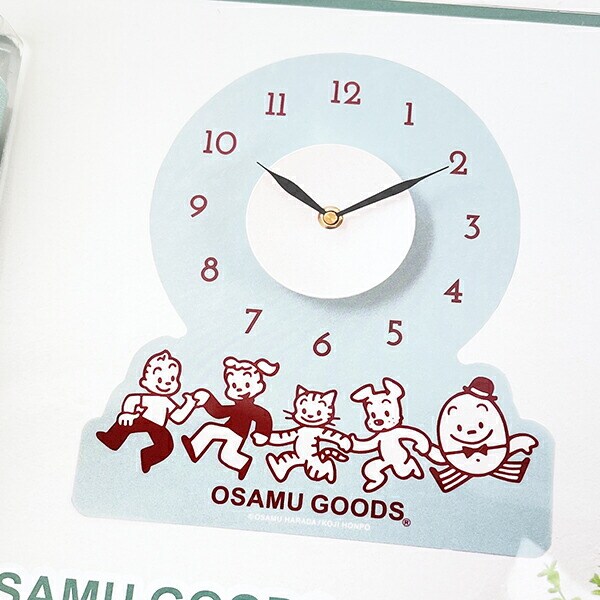 オサムグッズ ウォールクロックステッカー ミントグリーン 時計