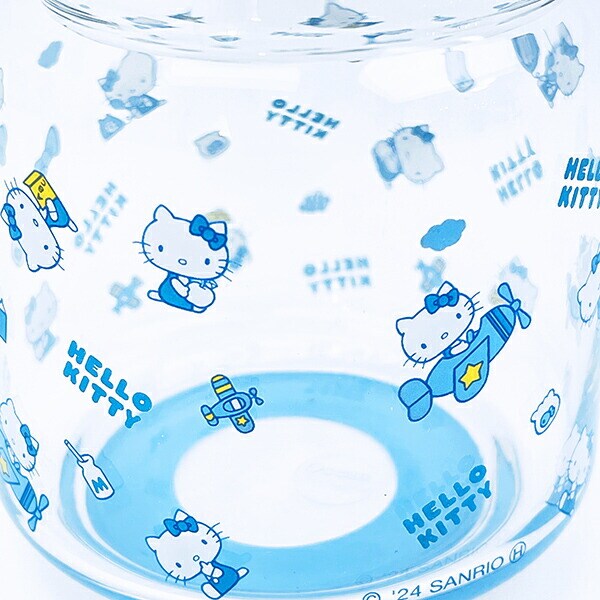 サンリオ ハローキティ ガラスキャニスター (水色) 日本製 Sanrio