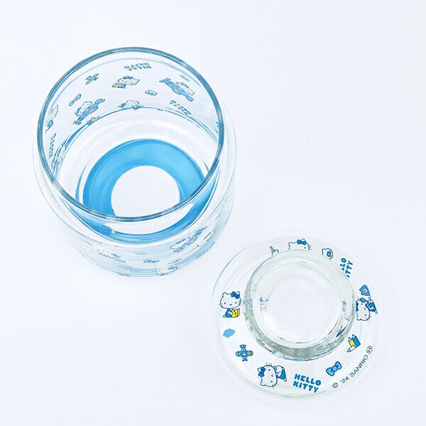 サンリオ ハローキティ ガラスキャニスター (水色) 日本製 Sanrio