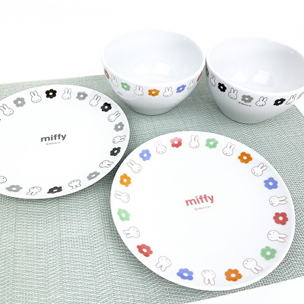 ミッフィー miffy フラワーポップシリーズ ボウルモノクロ柄 キッチン 食器 日本製