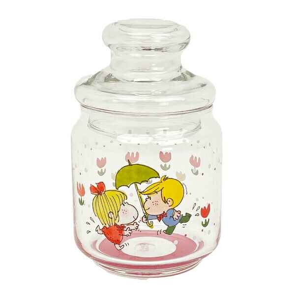 水森亜土 あいあい傘 ガラスキャニスター  日本製