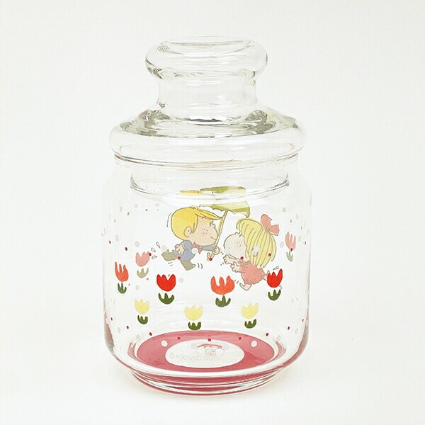 水森亜土 あいあい傘 ガラスキャニスター  日本製