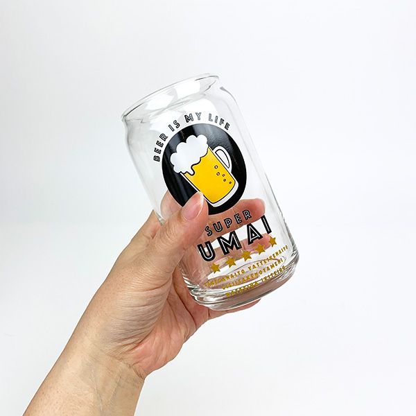 缶型グラス/SUPERUMAI グラス 面白  日本製
