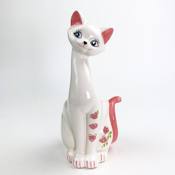 トイレブラシ立て ピンク ネコ バラ インテリア トイレ 掃除用品 白