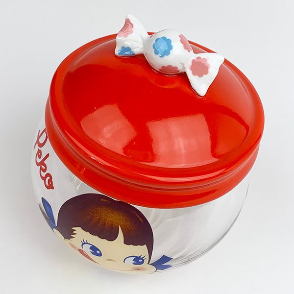 PEKO ペコちゃん Peko キャンディポット お菓子入れ キッチン 食器 ガラスポット ポット 飴 キャンディ ホワイト グッズ