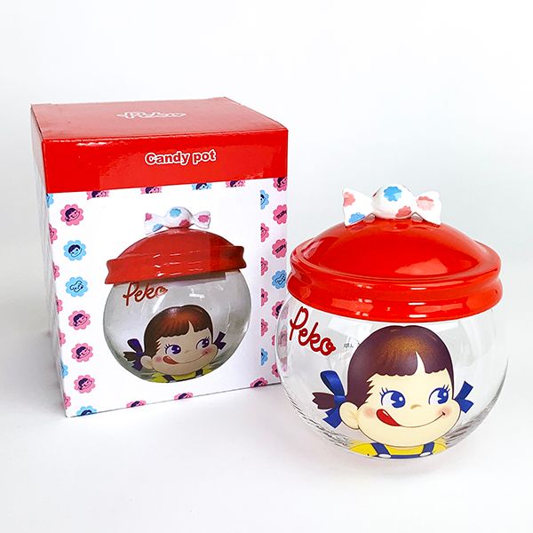 PEKO ペコちゃん Peko キャンディポット お菓子入れ キッチン 食器 ガラスポット ポット 飴 キャンディ ホワイト グッズ