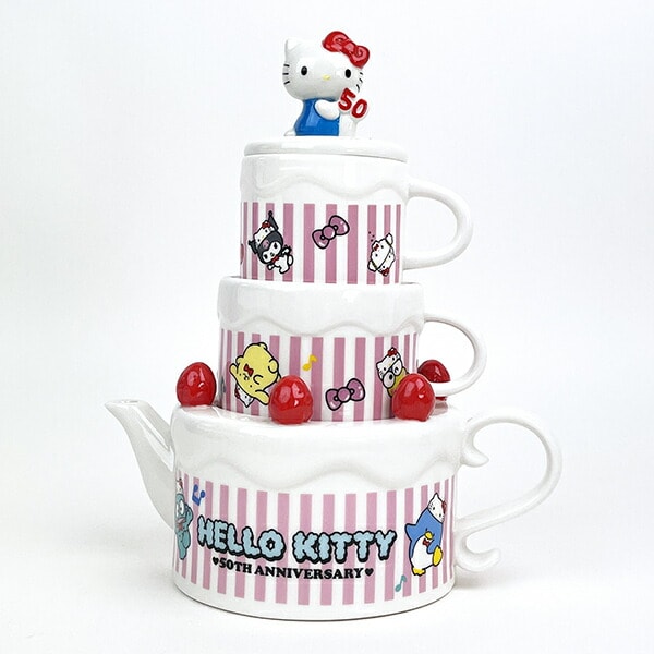 サンリオ  50th ANNIVERSARY ハローキティ ケーキ型ティーセット 食器 コップ Sanrio