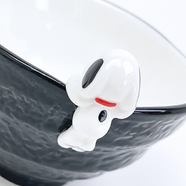 スヌーピー フィギュア付き茶碗 ブラック 食器 SNOOPY