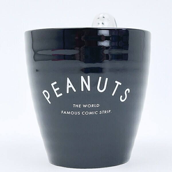 スヌーピー フィギュア付き湯飲み ブラック コップ SNOOPY