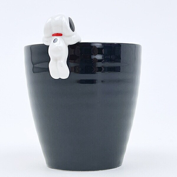 スヌーピー フィギュア付き湯飲み ブラック コップ SNOOPY