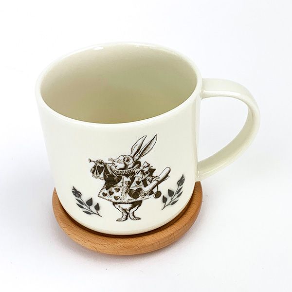 ディズニー Disney 木製コースター付きマグカップ 白ウサギ ホワイト   日本製