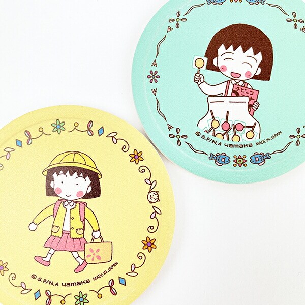 ちびまる子ちゃん 90's Chibi Maruko Chan 吸水タイルコースター (イエロー) キッチン 日本製