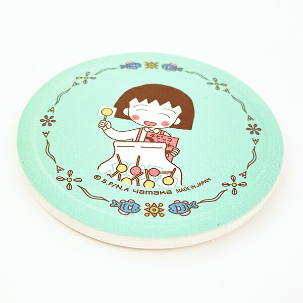 ちびまる子ちゃん 90's Chibi Maruko Chan 吸水タイルコースター (グリーン) キッチン 日本製
