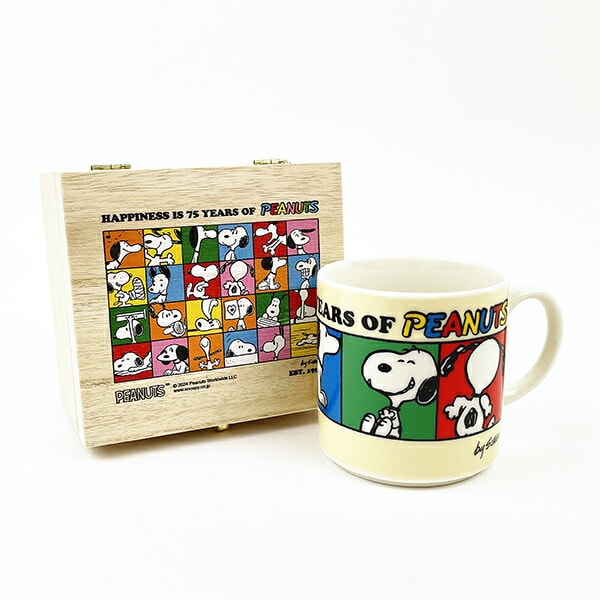 スヌーピー PEANUTS 75th 木箱入マグ (ベージュ) キッチン SNOOPY