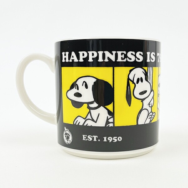 スヌーピー PEANUTS 75th マグ (ブラック) キッチン 日本製 SNOOPY