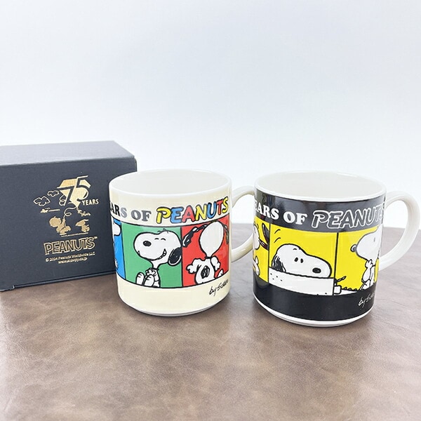 スヌーピー PEANUTS 75th マグ (ブラック) キッチン 日本製 SNOOPY