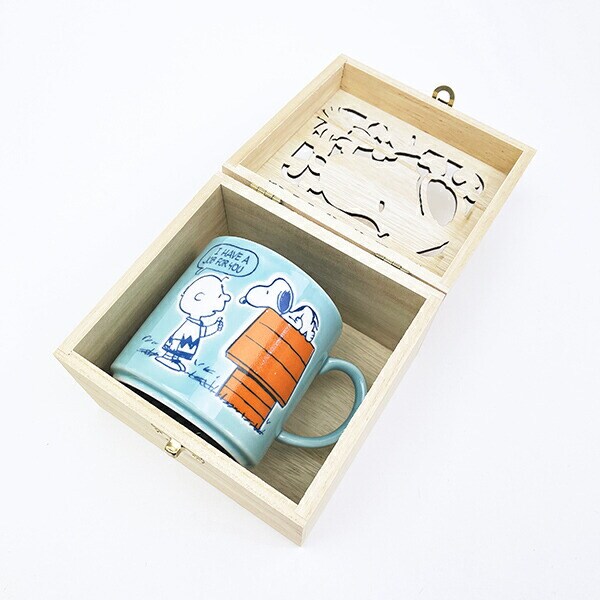 スヌーピー 木箱入マグカップ (ブルー) コップ 日本製 SNOOPY