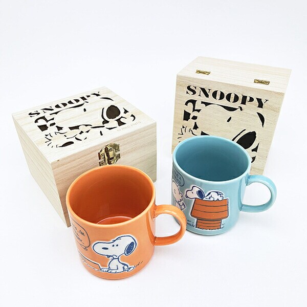 スヌーピー 木箱入マグカップ (ブルー) コップ 日本製 SNOOPY