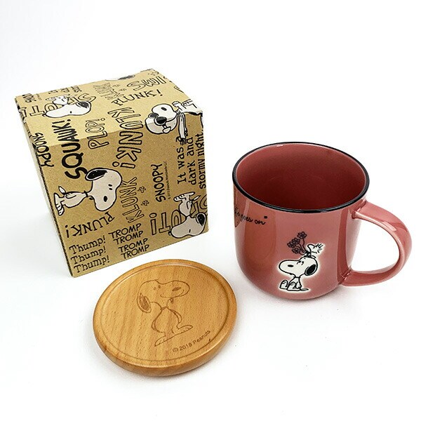 スヌーピー コースター付 マグ レッド マグカップ ランチ ティータイム ギフト