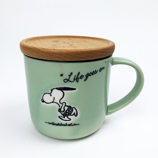 スヌーピー コースター付 マグ グリーン マグカップ ランチ ティータイム ギフト