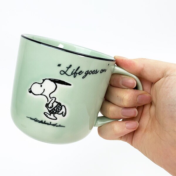 スヌーピー コースター付 マグ グリーン マグカップ ランチ ティータイム ギフト