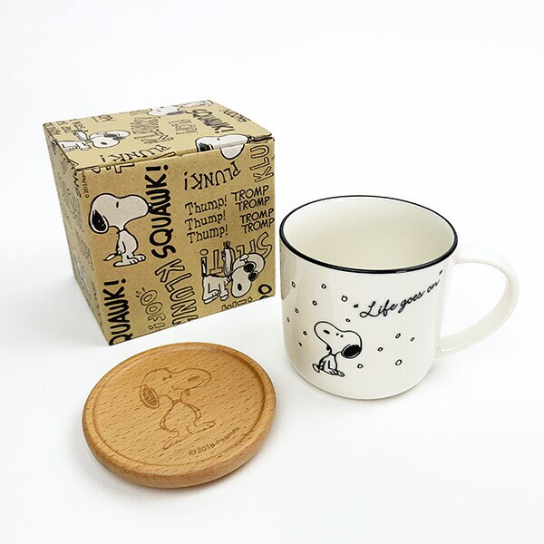 スヌーピー コースター付 マグ ホワイト マグカップ ランチ ティータイム ギフト