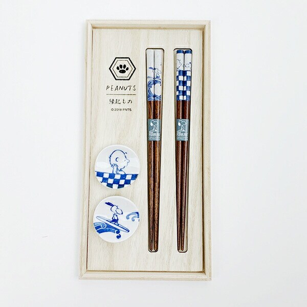 スヌーピー 木箱入 ペア染付 箸セット チャーリーブラウン 箸 チョップスティック