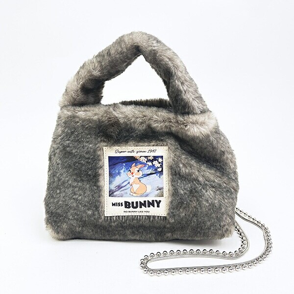 ディズニー ミスバニー ラベルファーショルダーバッグ グレー バンビ ACCOMMODE アコモデ Disney