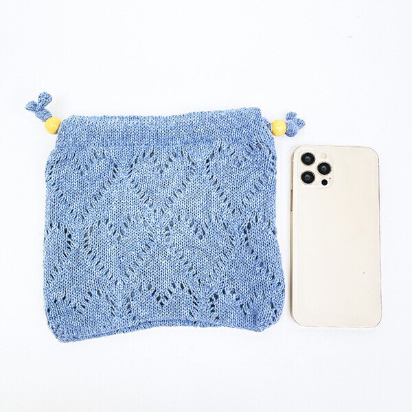 ディズニー ミスバニー ハートニット巾着ポーチ ブルー バンビ ACCOMMODE アコモデ Disney